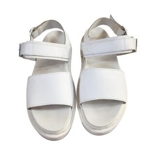 Dr. Martens Womens Voss White Leather Platform Sandals Strap Buckle Shoe Size 9
